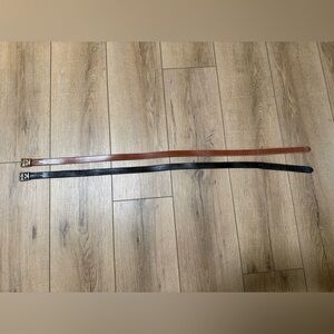 Fossil Bundle of 2 Classic Leather Belts Brown Black Western Boho Casual Capsule